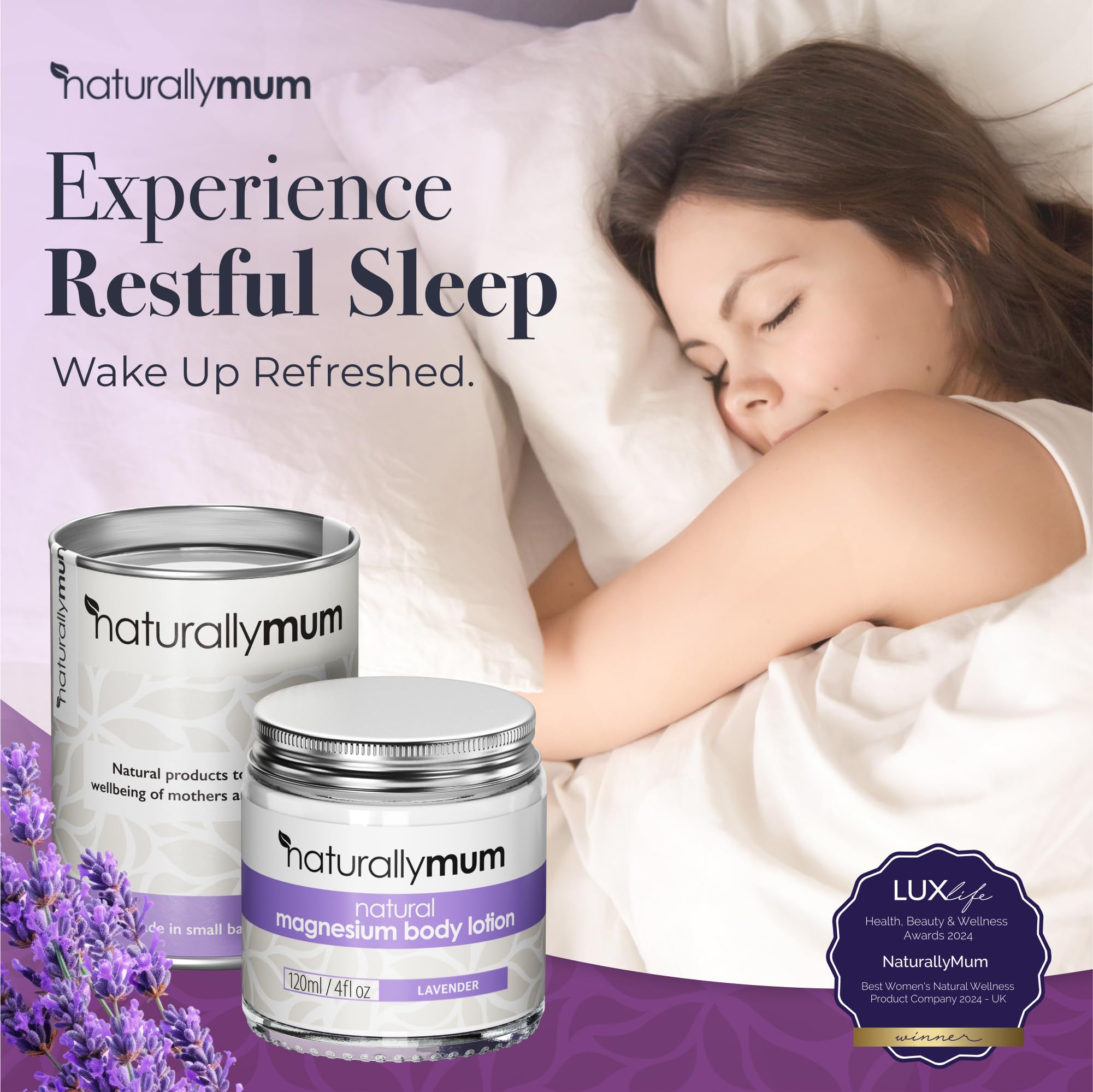 NaturallyMum magnesium lotion texture close-up highlighting creamy, nourishing formula for skin.
