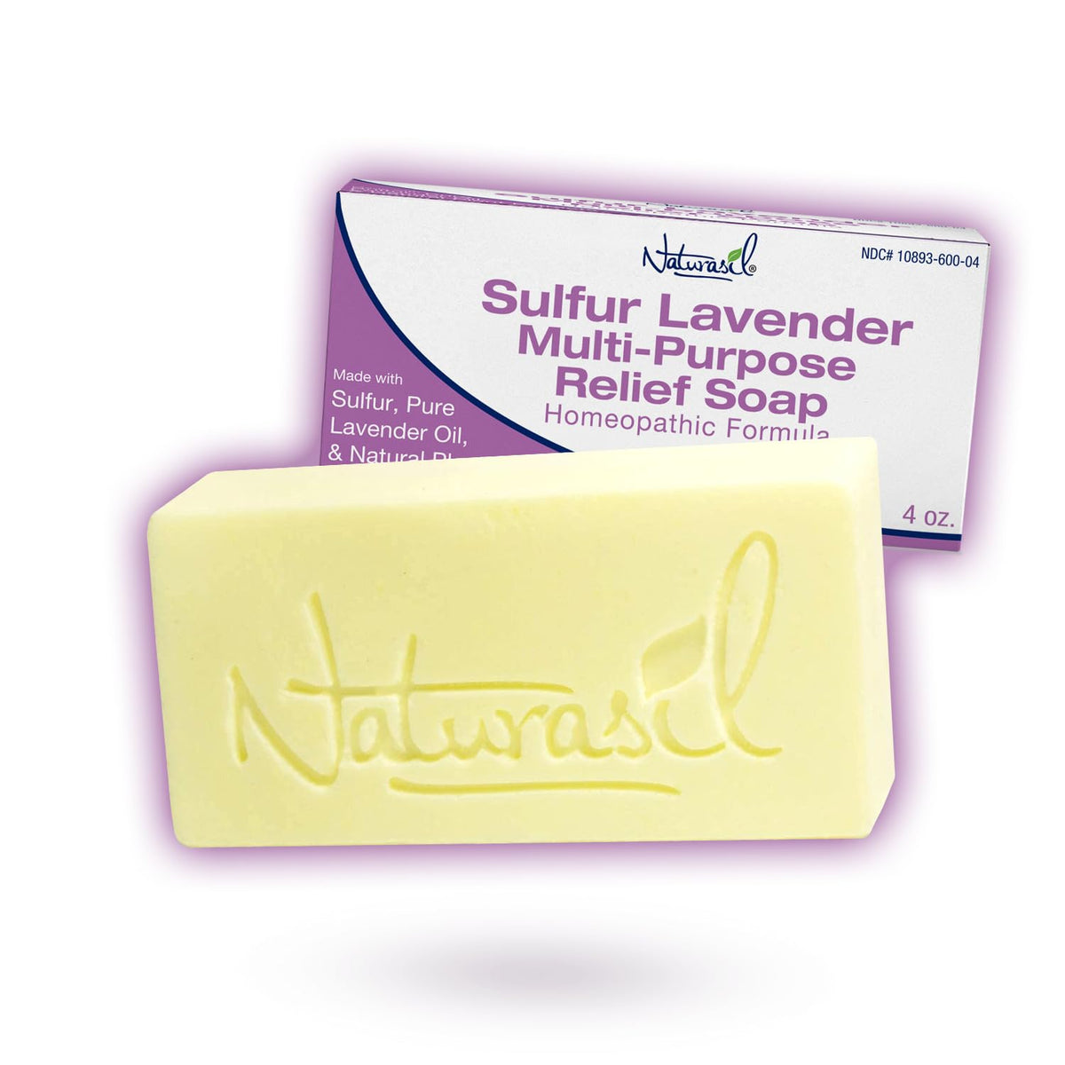 Naturasil sulfur lavender soap bar lather close-up for a natural cleansing routine