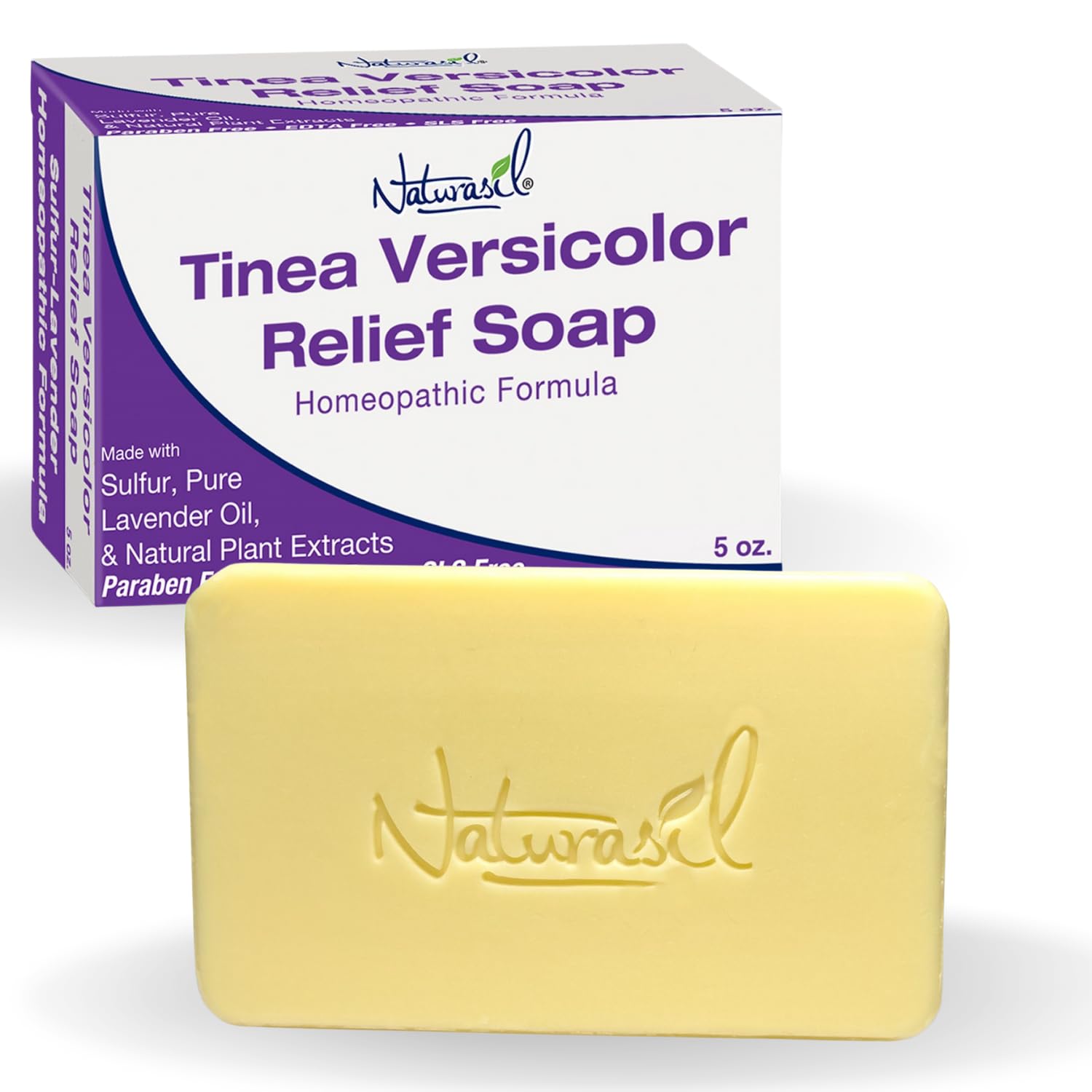 Naturasil Tinea Versicolor Soap bar close-up for gentle skin cleansing