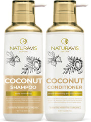 NATURAVIS Coconut Shampoo bottle pour shows hydrating lather for dry hair care