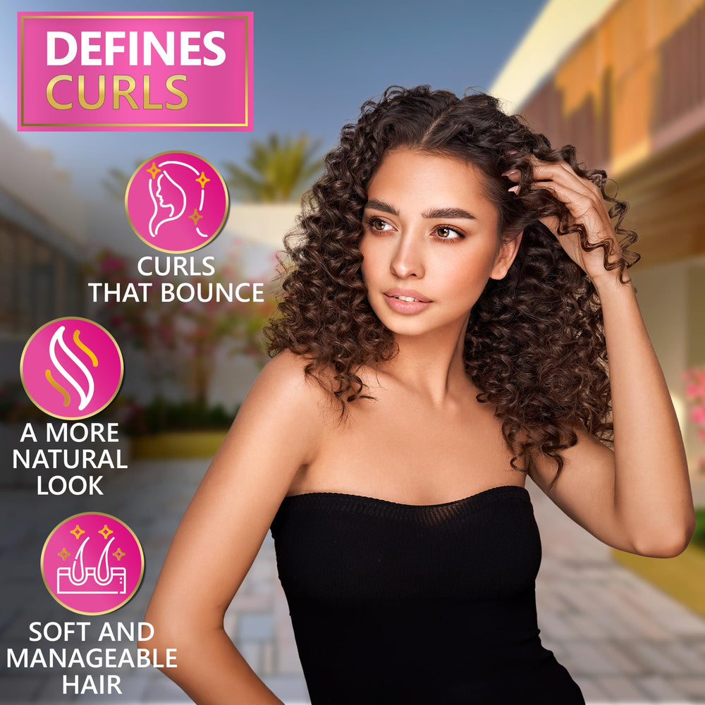Naturavis Frizz-Free closeup reveals smoother, more manageable curls after use.