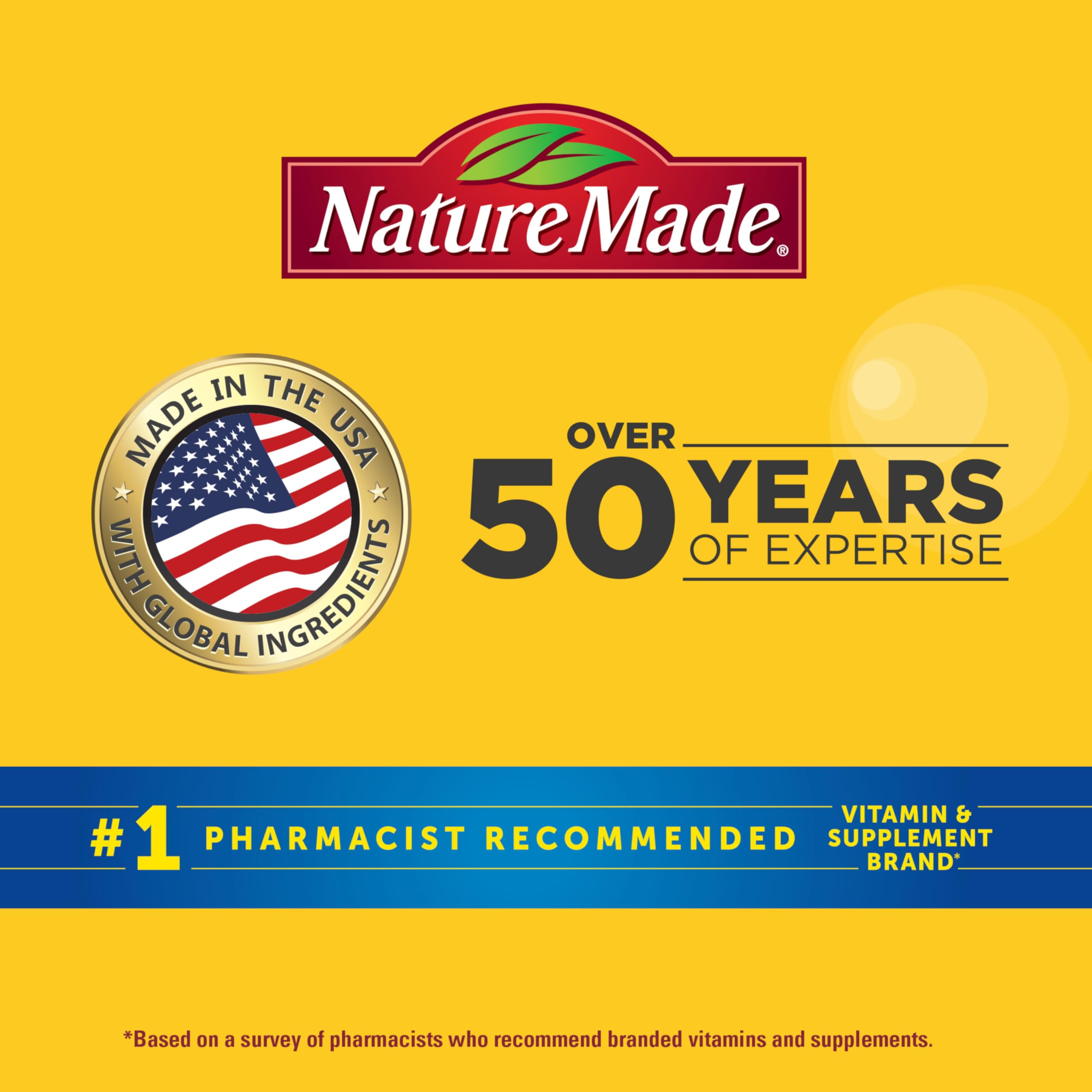 Nature Made bottle beside calendar marked 40 days, illustrates 80-count 40-day supply