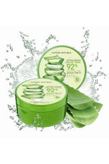 Nature Republic Aloe Vera 92% gel bottle pour shows quick hydration without stickiness