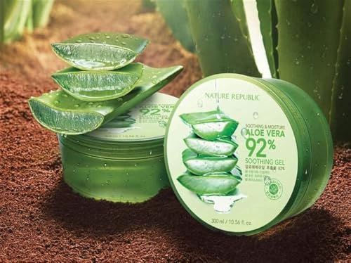 Nature Republic Aloe Vera 92% gel face application delivers smooth hydration