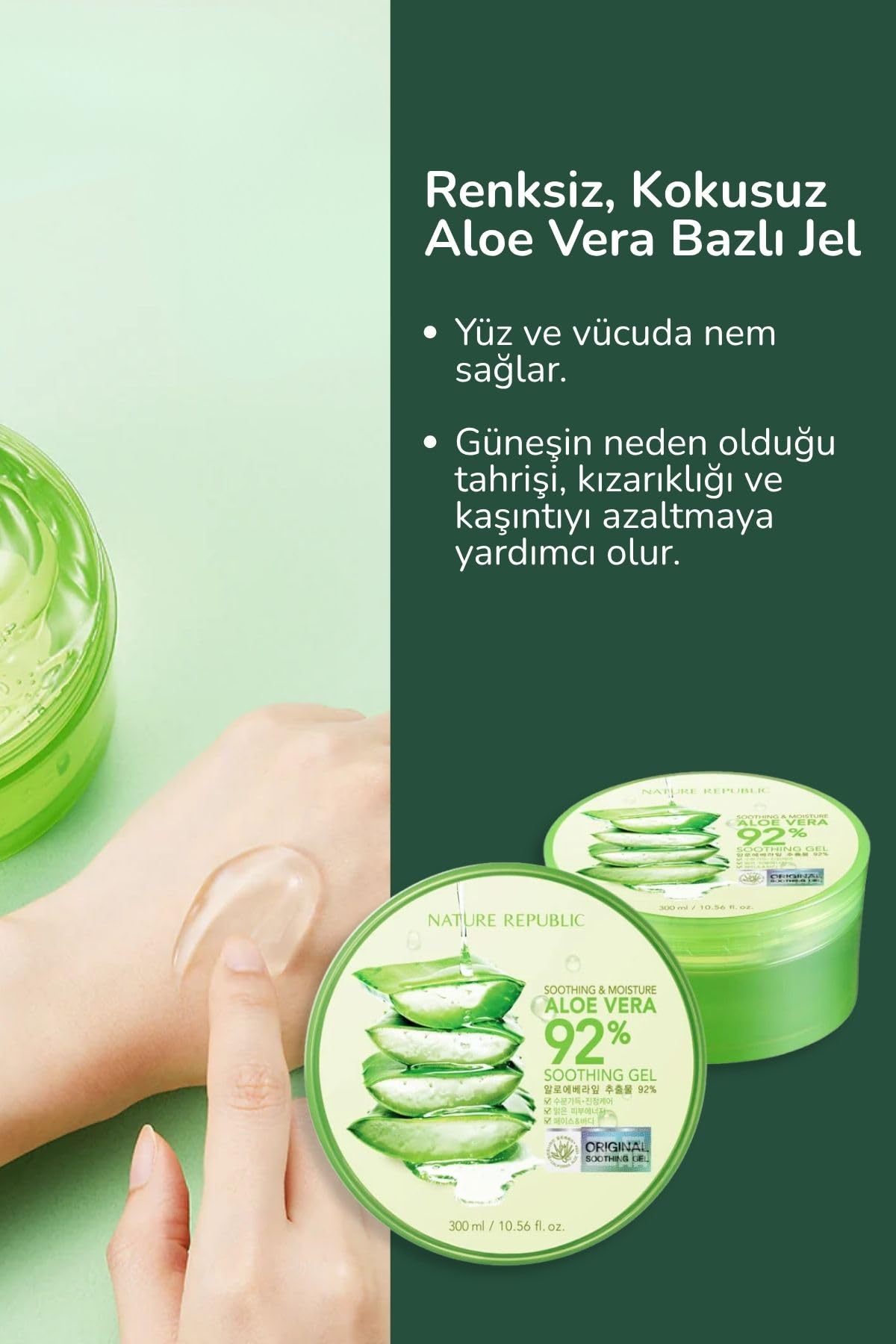 Nature Republic Aloe Vera 92% gel quick absorption on skin