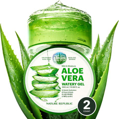 Nature Republic Aloe Vera Watery Gel 2pcs pack tube delivers quick hydration for all skin types.