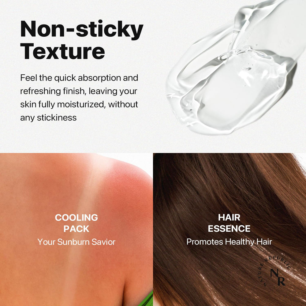 Nature Republic Aloe Vera Watery Gel uses California organic aloe for gentle soothing.