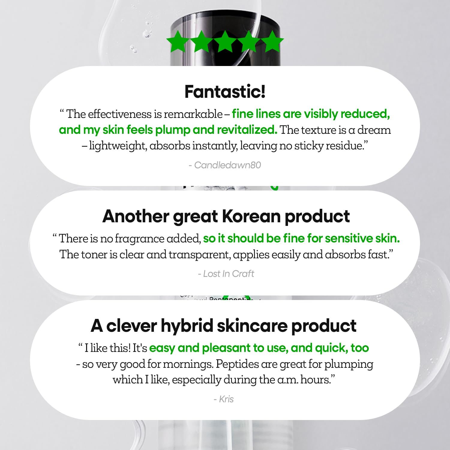 Nature Republic First Peptide Serum glow shot implies refreshed, radiant-looking skin