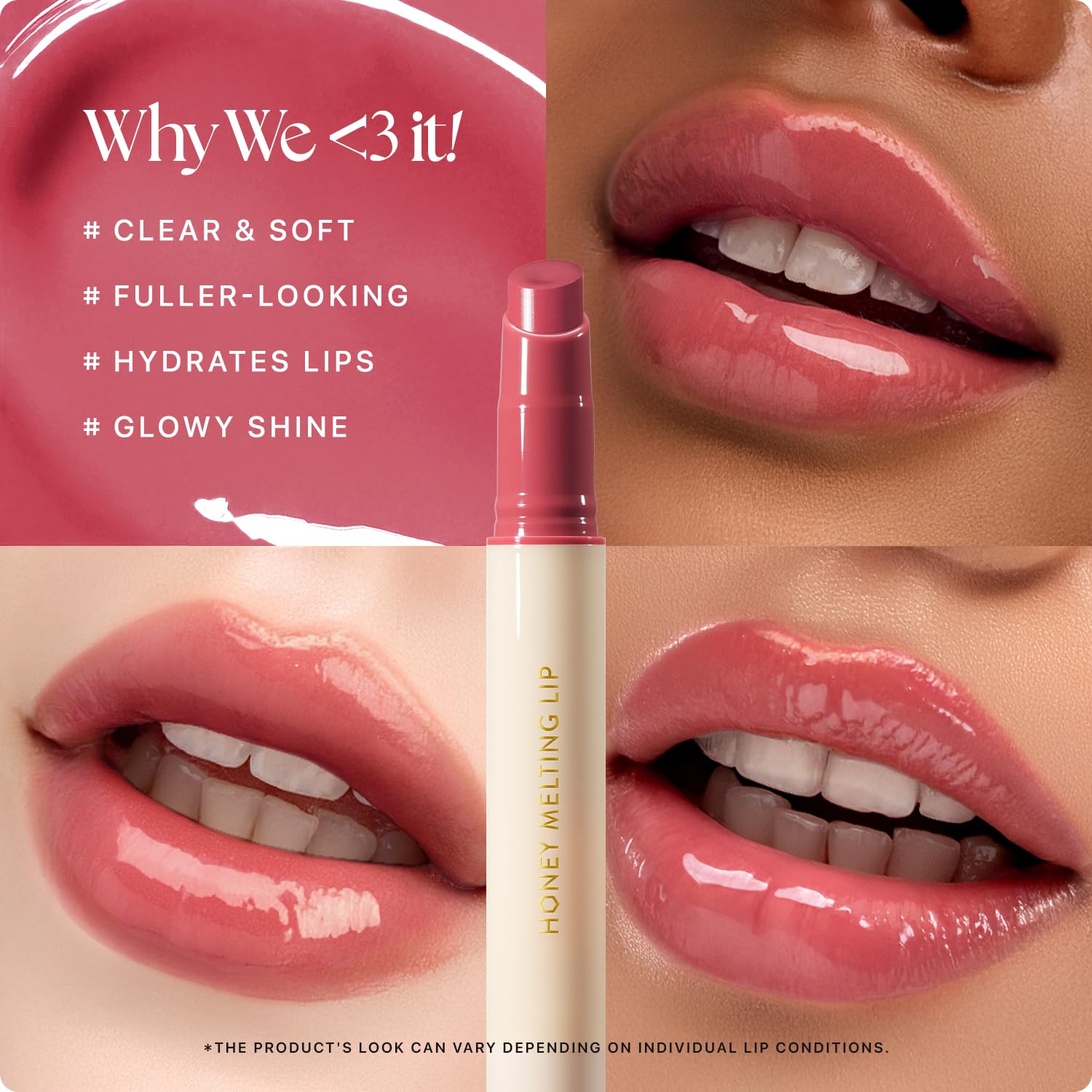 Nature Republic Honey Melting Lip 03 Berry glossy finish on lips for hydrated shine
