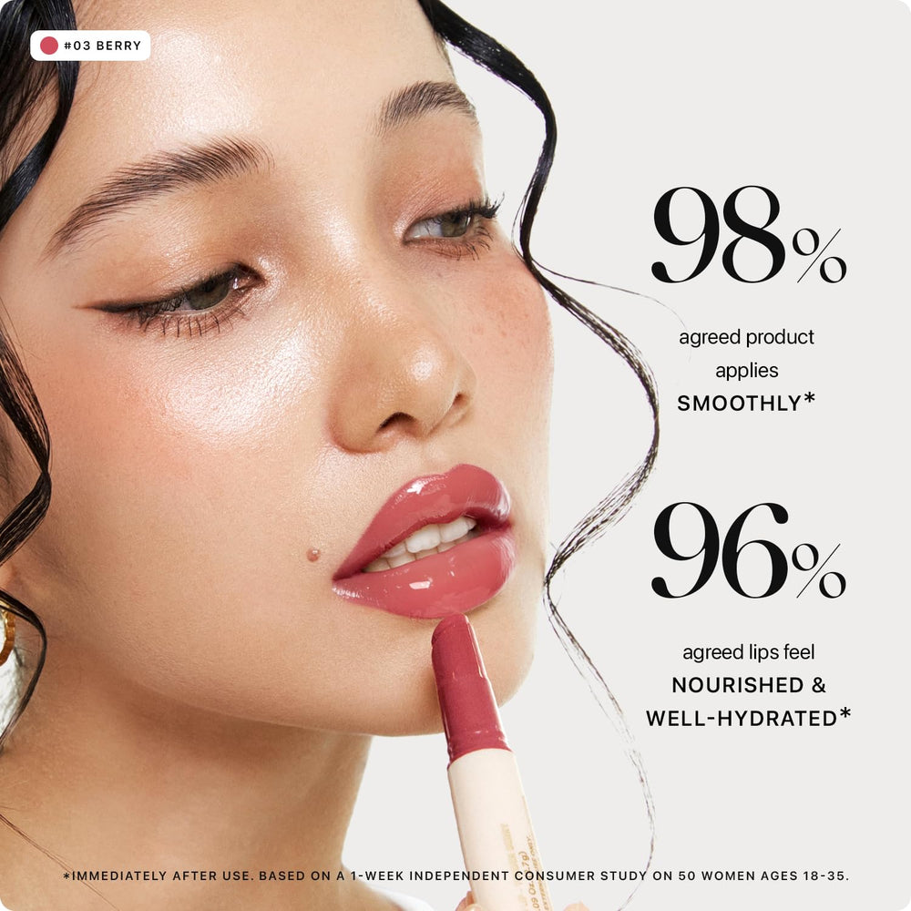 Nature Republic Honey Melting Lip 03 Berry swirl on lips shows honey glow and sheer color