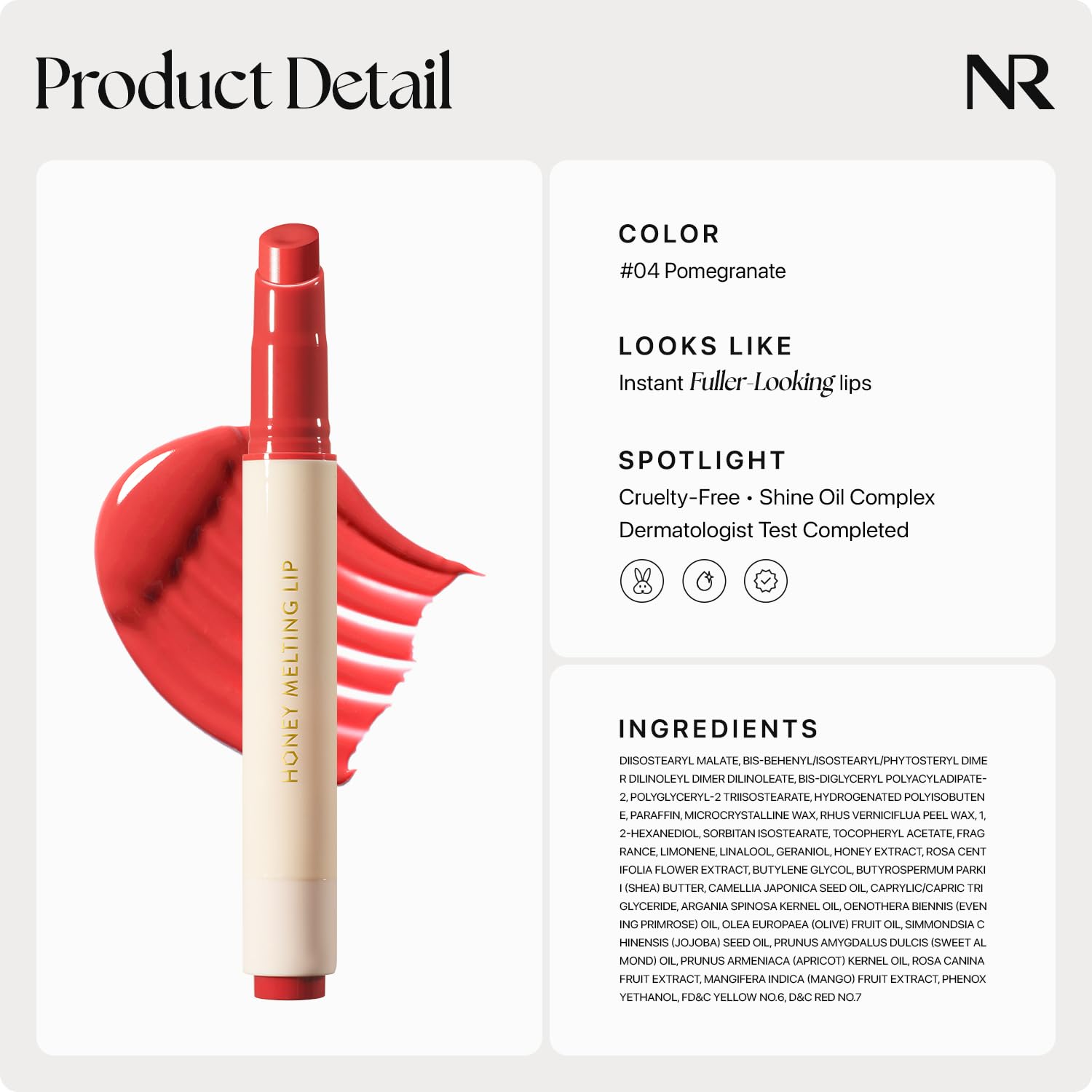 Nature Republic Honey Melting Lip 04 Pomegranate one-click release simplifies application