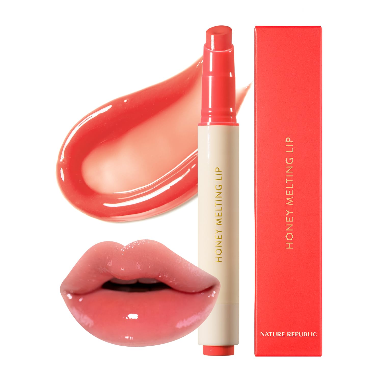 Nature Republic Honey Melting Lip 10 Peach packaging closeup for premium gifting appeal.