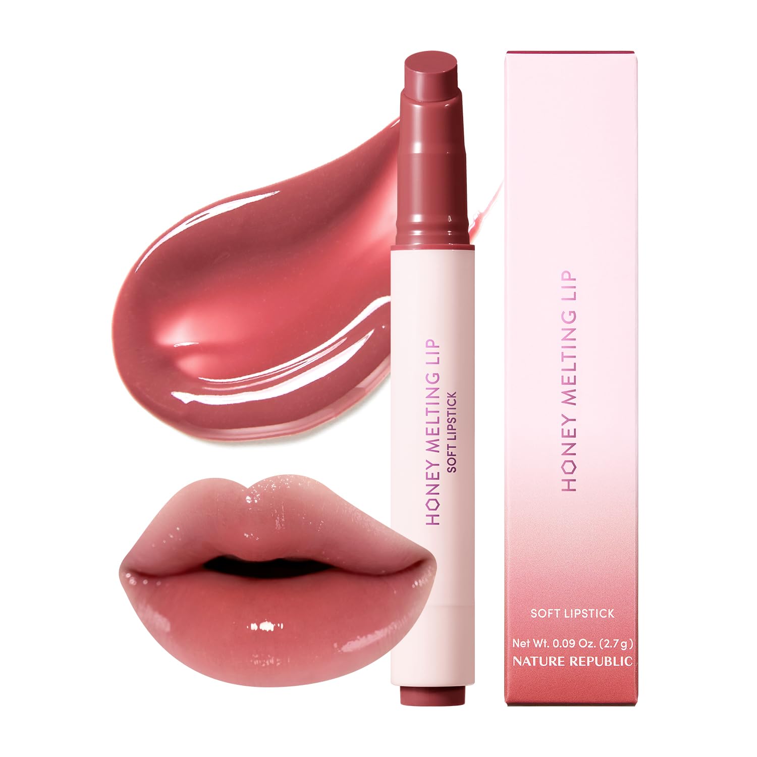 Nature Republic Honey Melting Lip 18 Rose Pink tube showing glossy hydration.