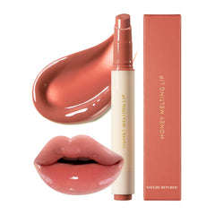 Nature Republic Honey Melting Lip 06 COCO application close-up for glassy hydration