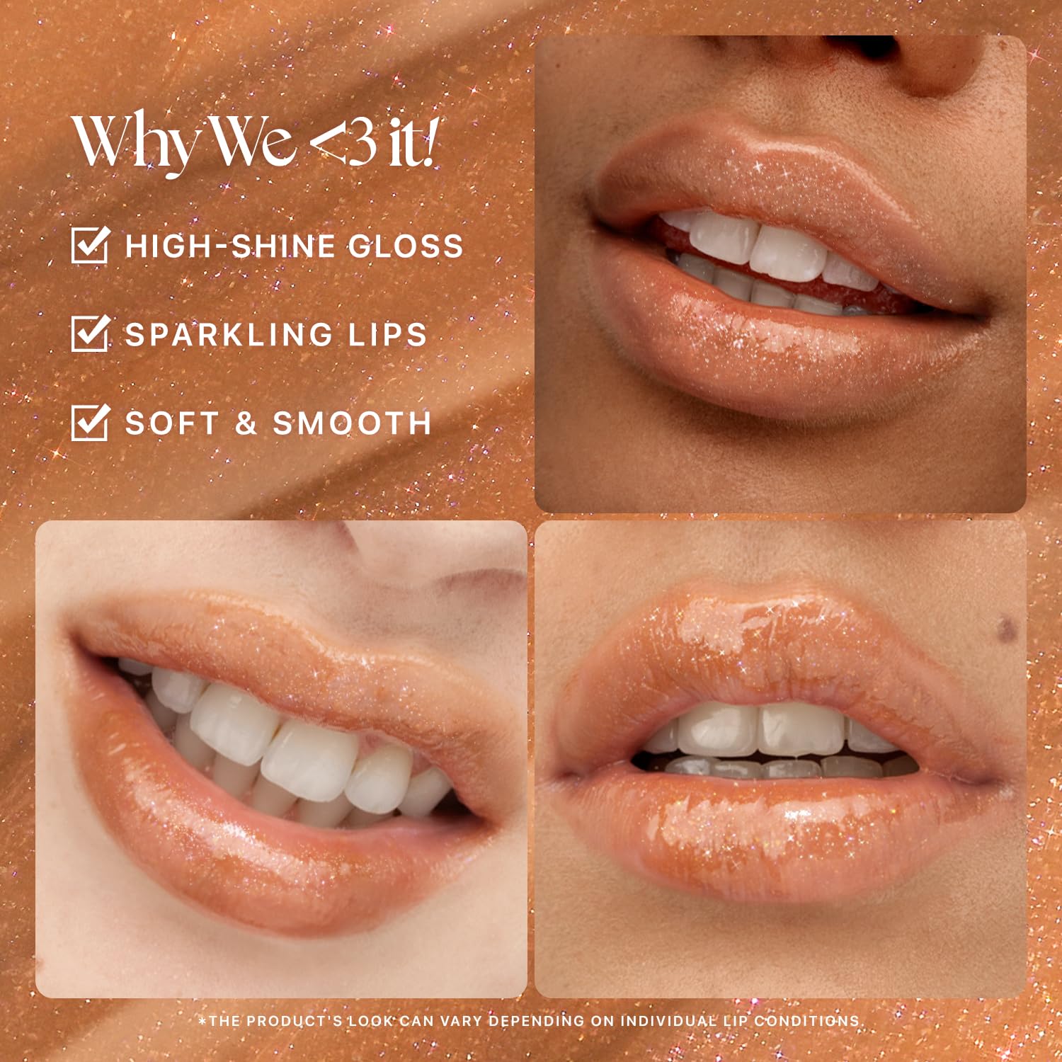 Nature Republic Honey Melting Lip Glitter Maple swatch 2 reveals moisture.
