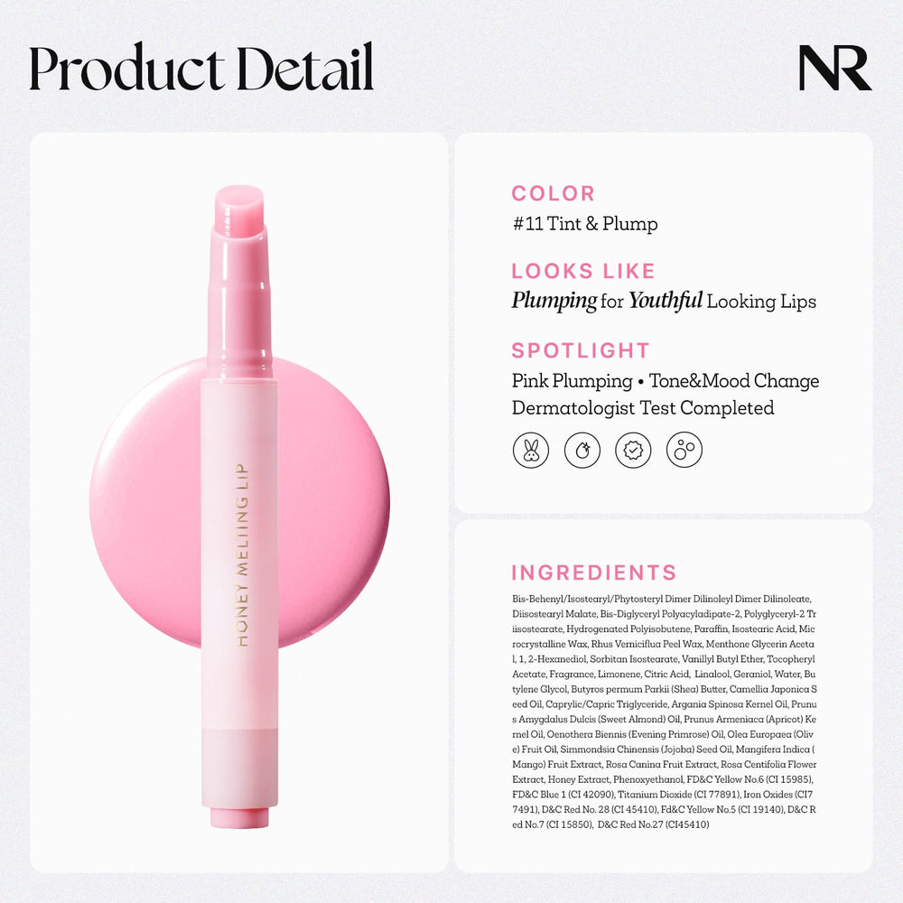 Nature Republic Honey Melting Lip Plumping 11 Pink winter-pink tint on lips