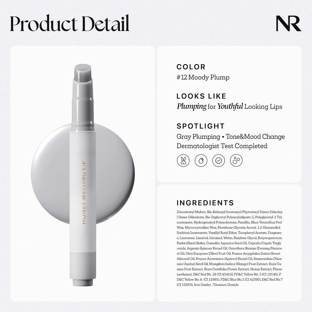 Nature Republic Honey Melting Lip Plumping 12 Gray on-lip wear, soft color with glow throughout day