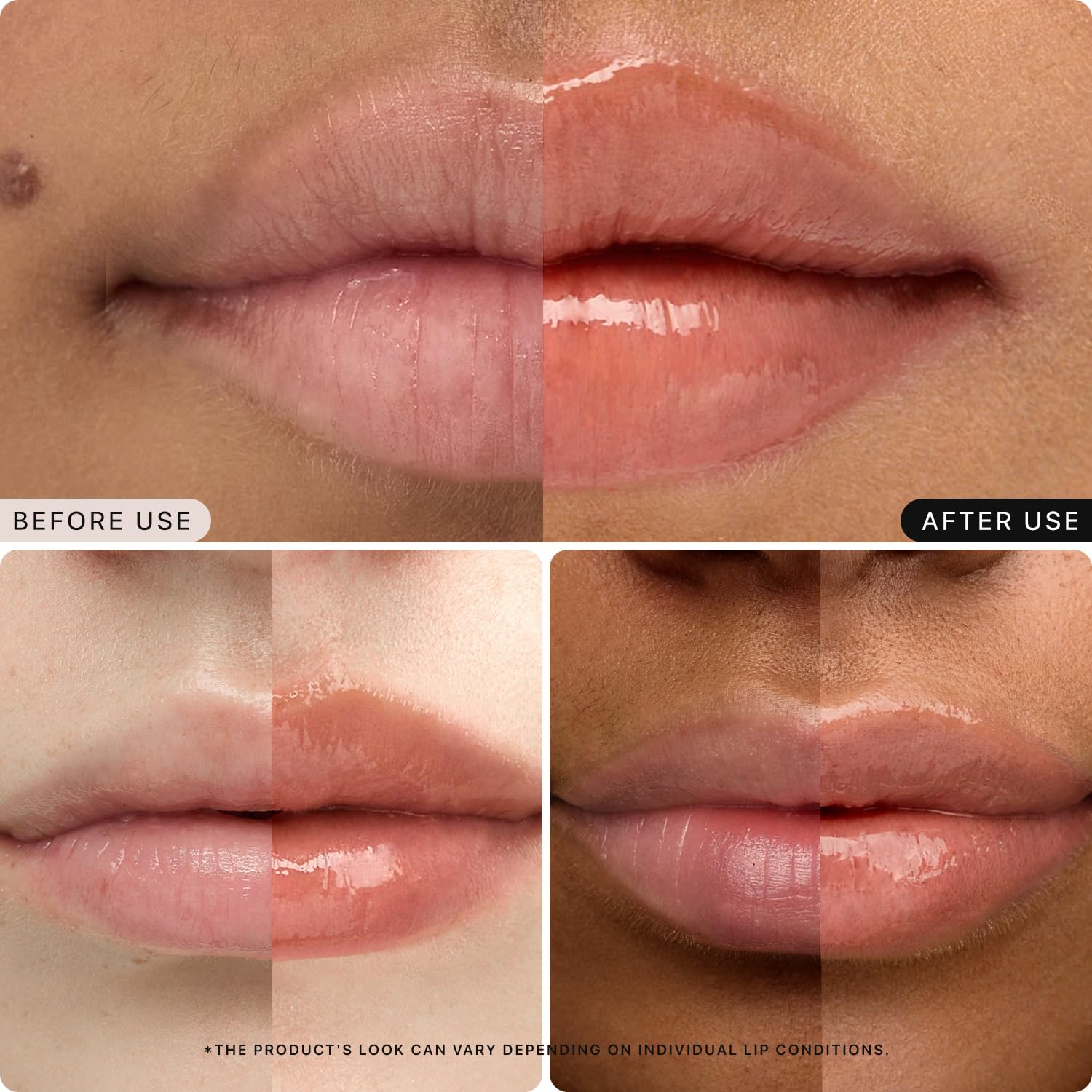 Nature Republic Honey Melting Lip Rose Beige on lips delivers a glassy glow.