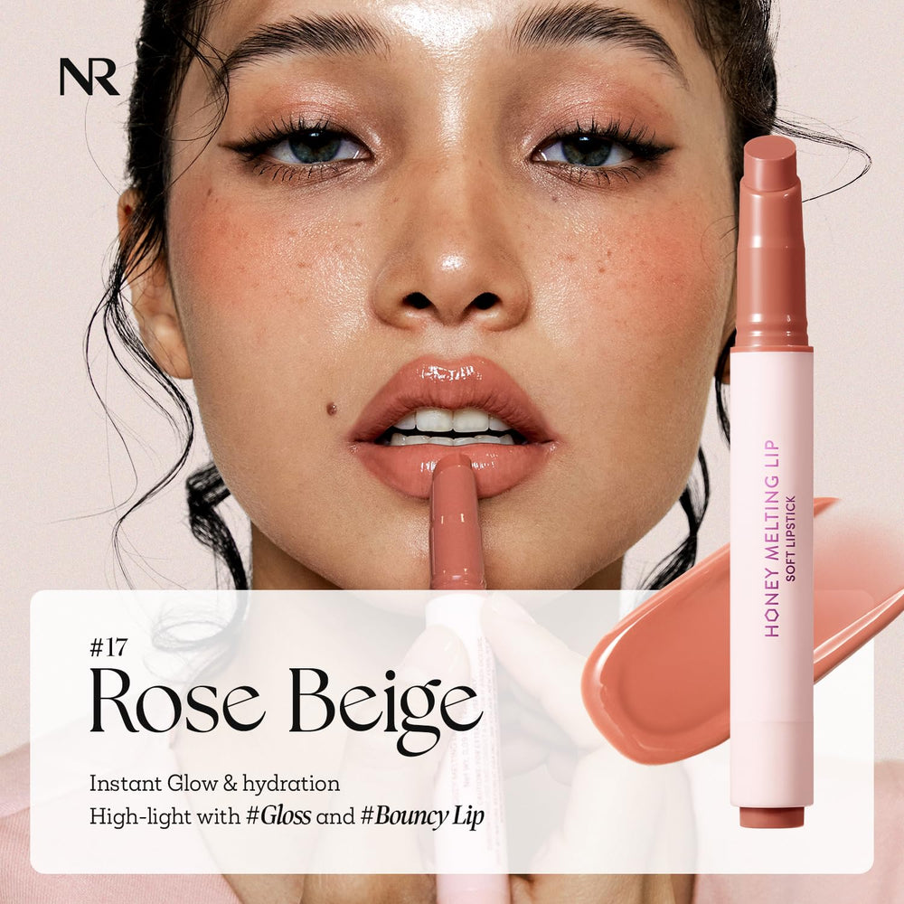 Nature Republic Honey Melting Lip Rose Beige swatch demonstrates buildable shine.