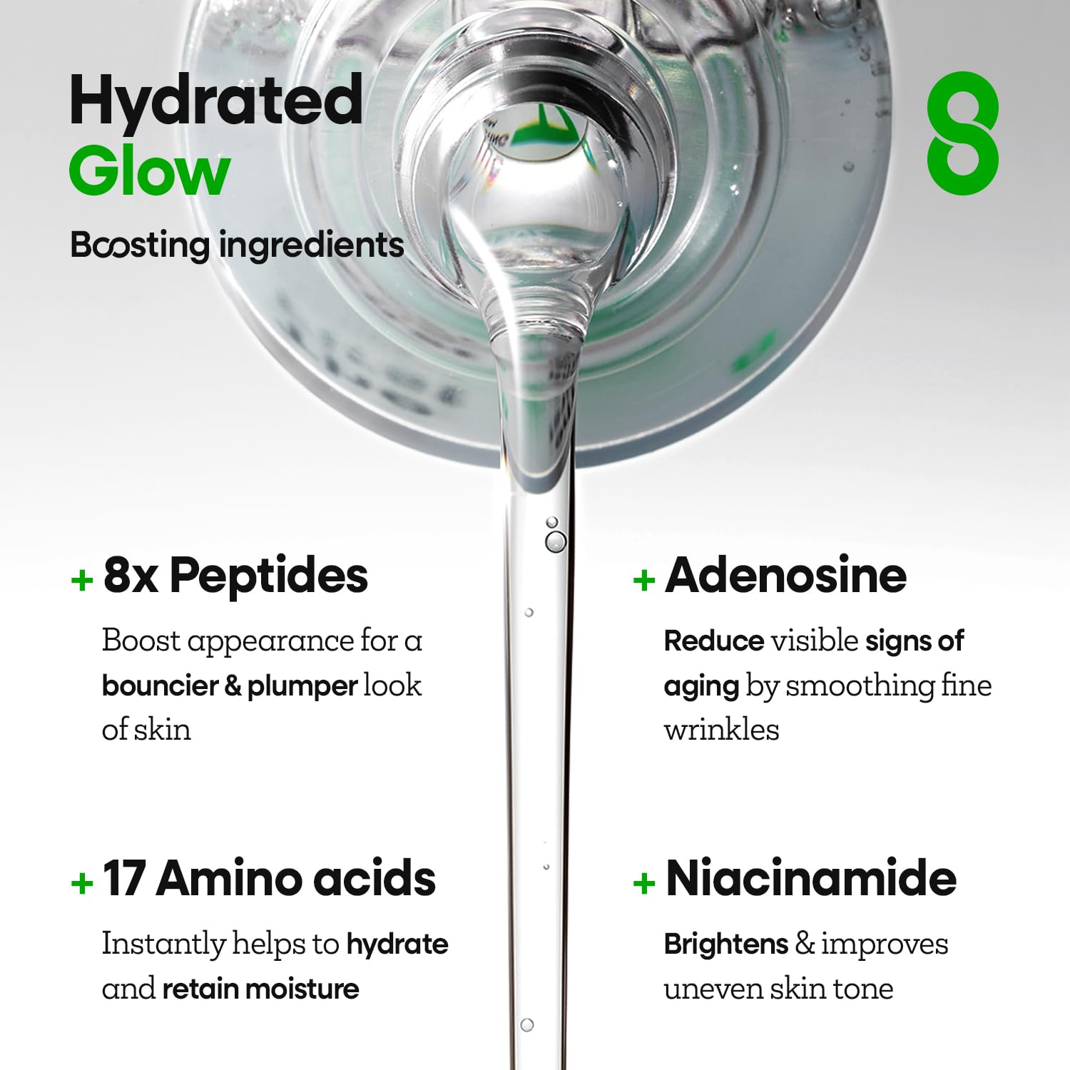 Nature Republic Peptide Serum texture closeup emphasizes non-sticky finish and absorption