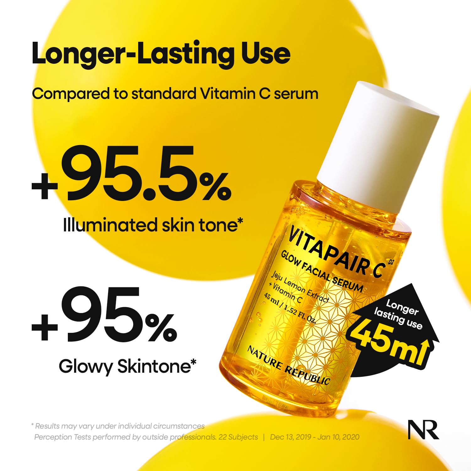 Nature Republic Vitapair C Glow Serum texture shows silky gel hydration.