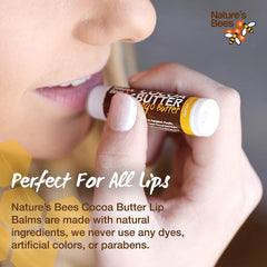 Nature’s Bees lip balm mango butter flavor tube emphasizes rich hydration and smooth lips.