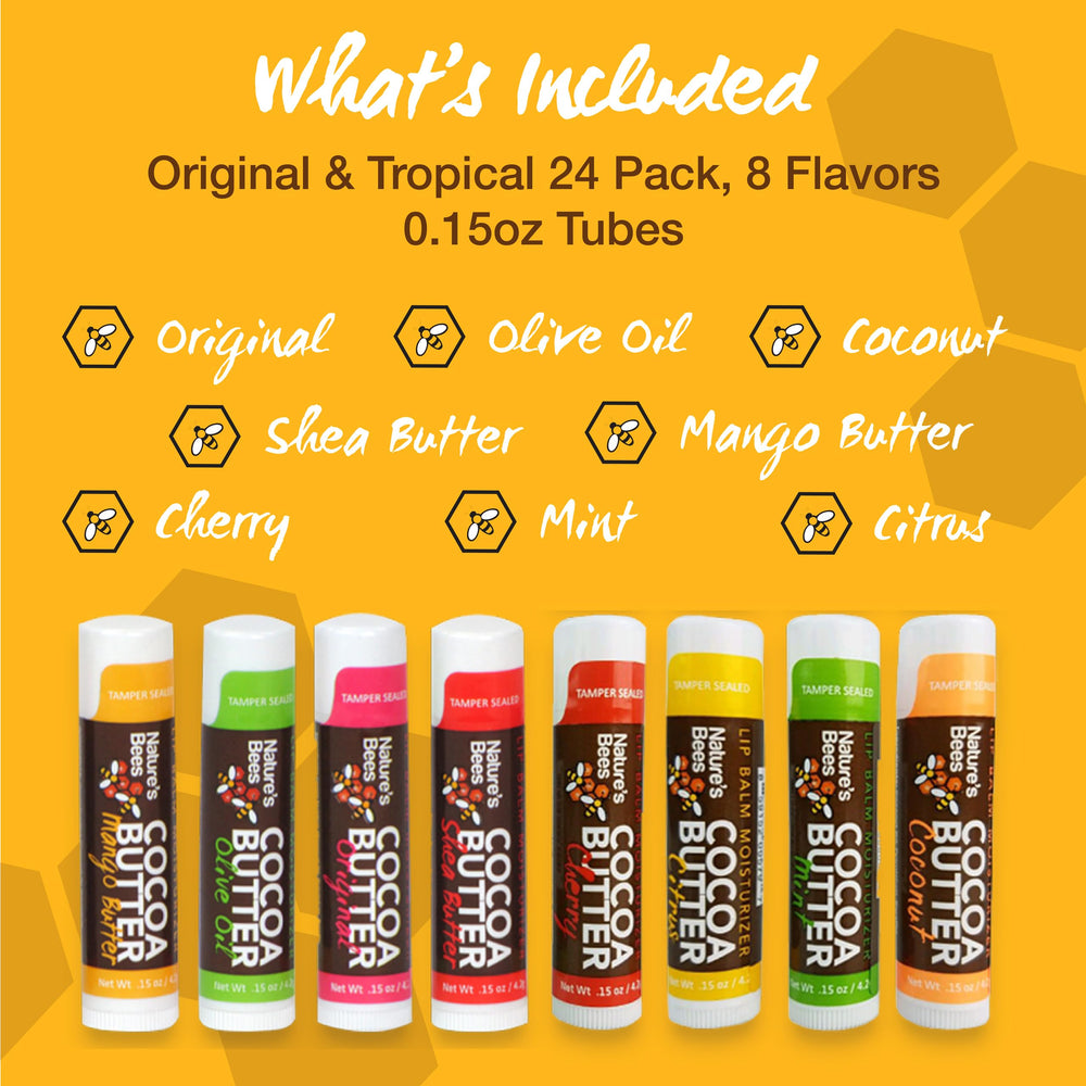 Nature’s Bees lip balm shea butter flavor tube offers lasting moisture and creamy feel.