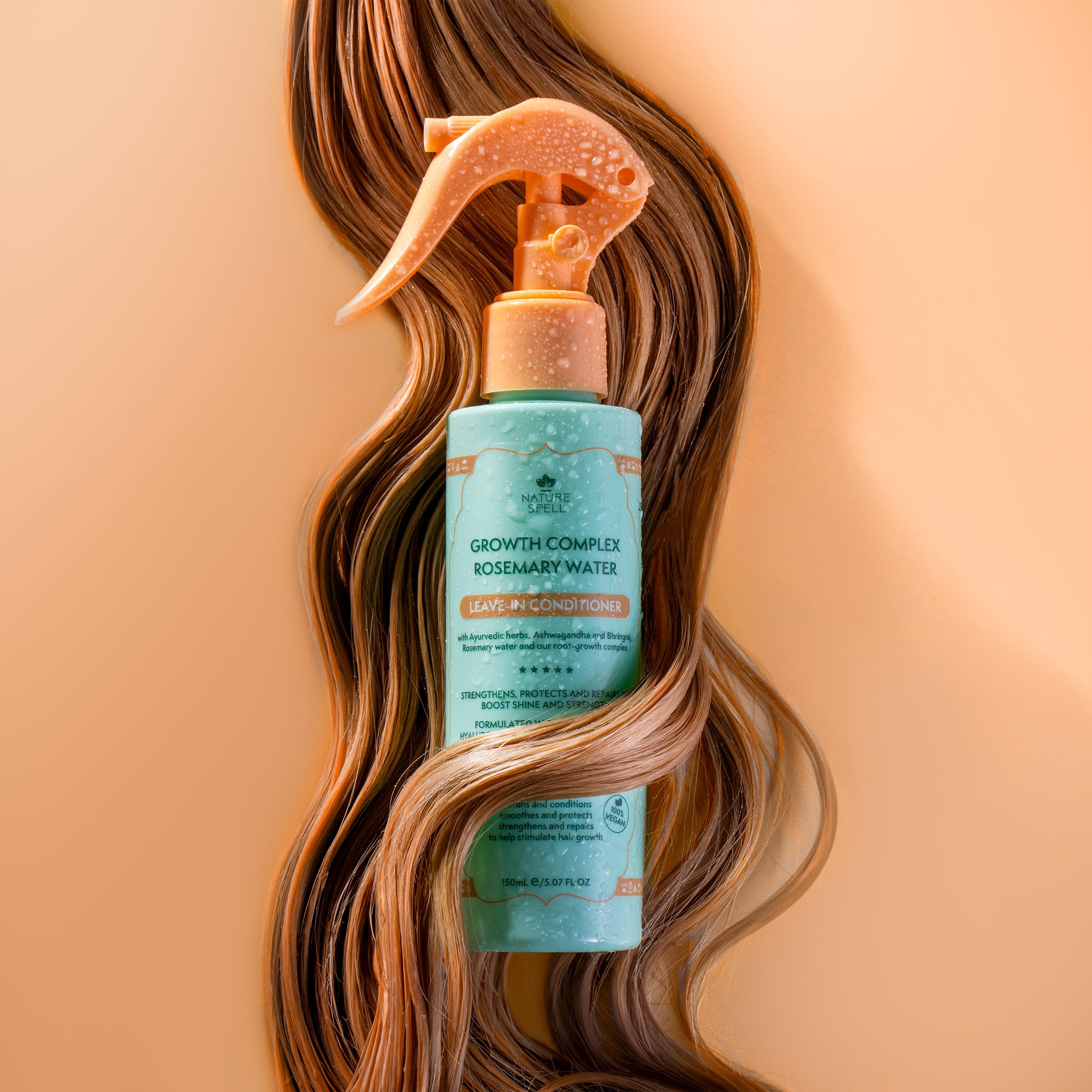 Nature Spell Rosemary Water Leave-In Conditioner smooth shine after styling.