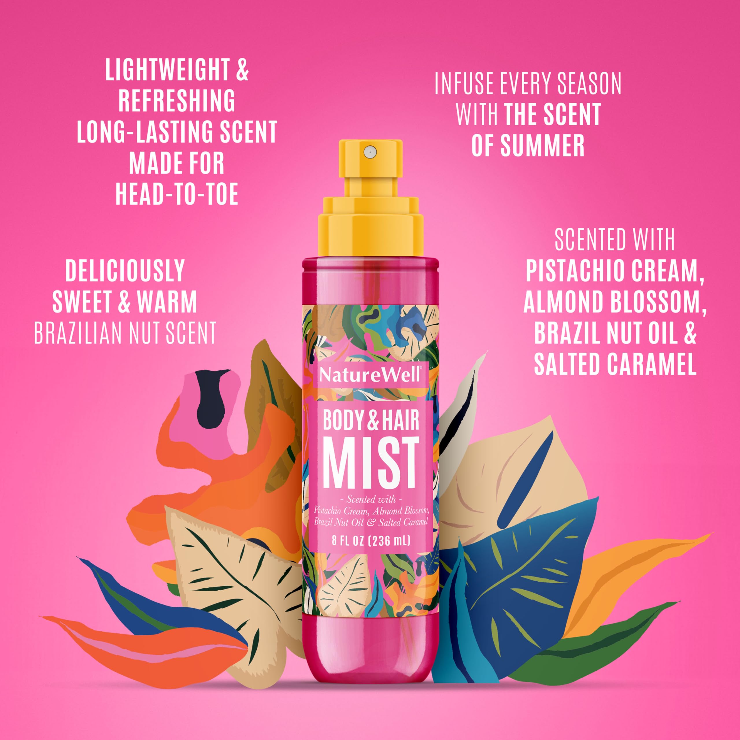 Nature Well Cheeky Hair & Body Mist packaging back view.