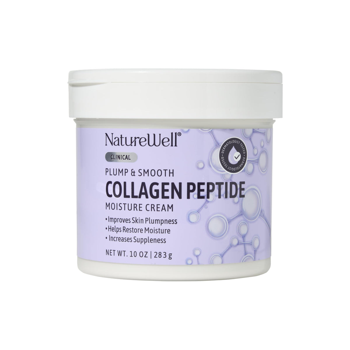NATURE WELL Clinical Collagen Peptide Intense Moisture Cream bottle delivers luxurious hydration for all-day comfort.