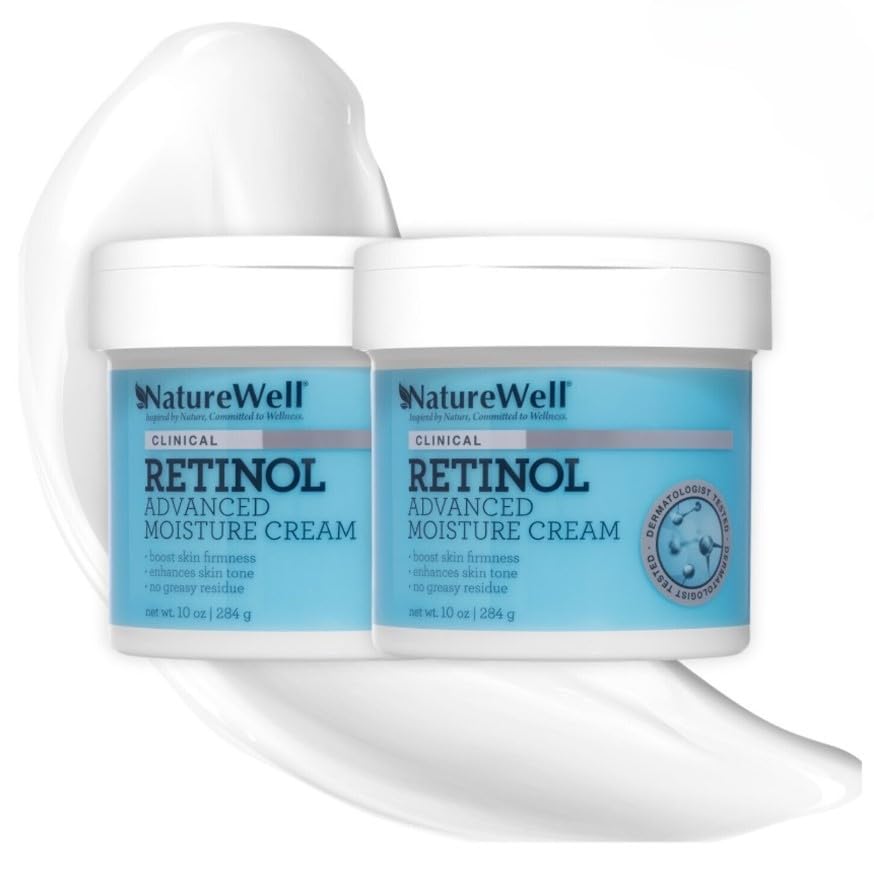 NATURE WELL Retinol Advanced Moisture Cream jar demonstrates hydrating, non-greasy facial and body use.