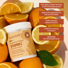 Nature Well Vitamin C Moisture Cream bottle shown for daily application and brightening benefits.