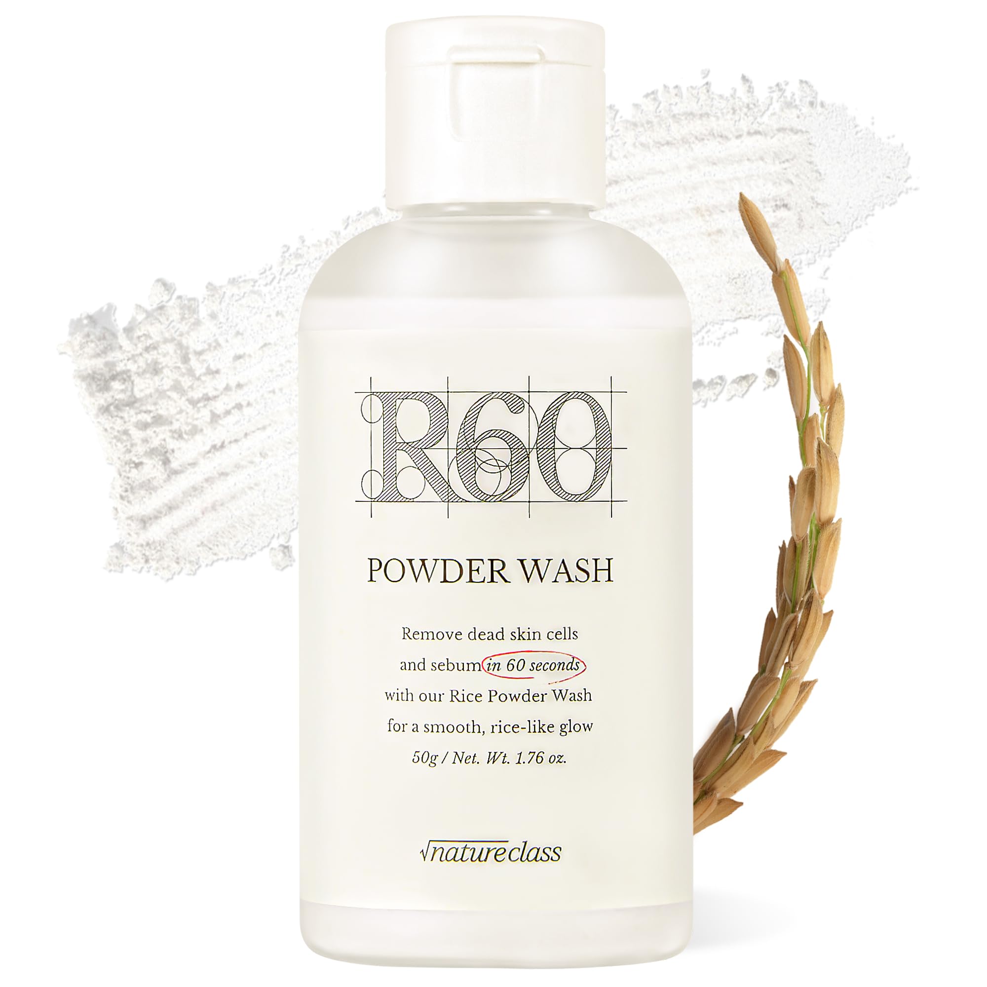 Natureclass R60 Face Wash Powder foam close-up showing cushiony lather for gentle cleansing