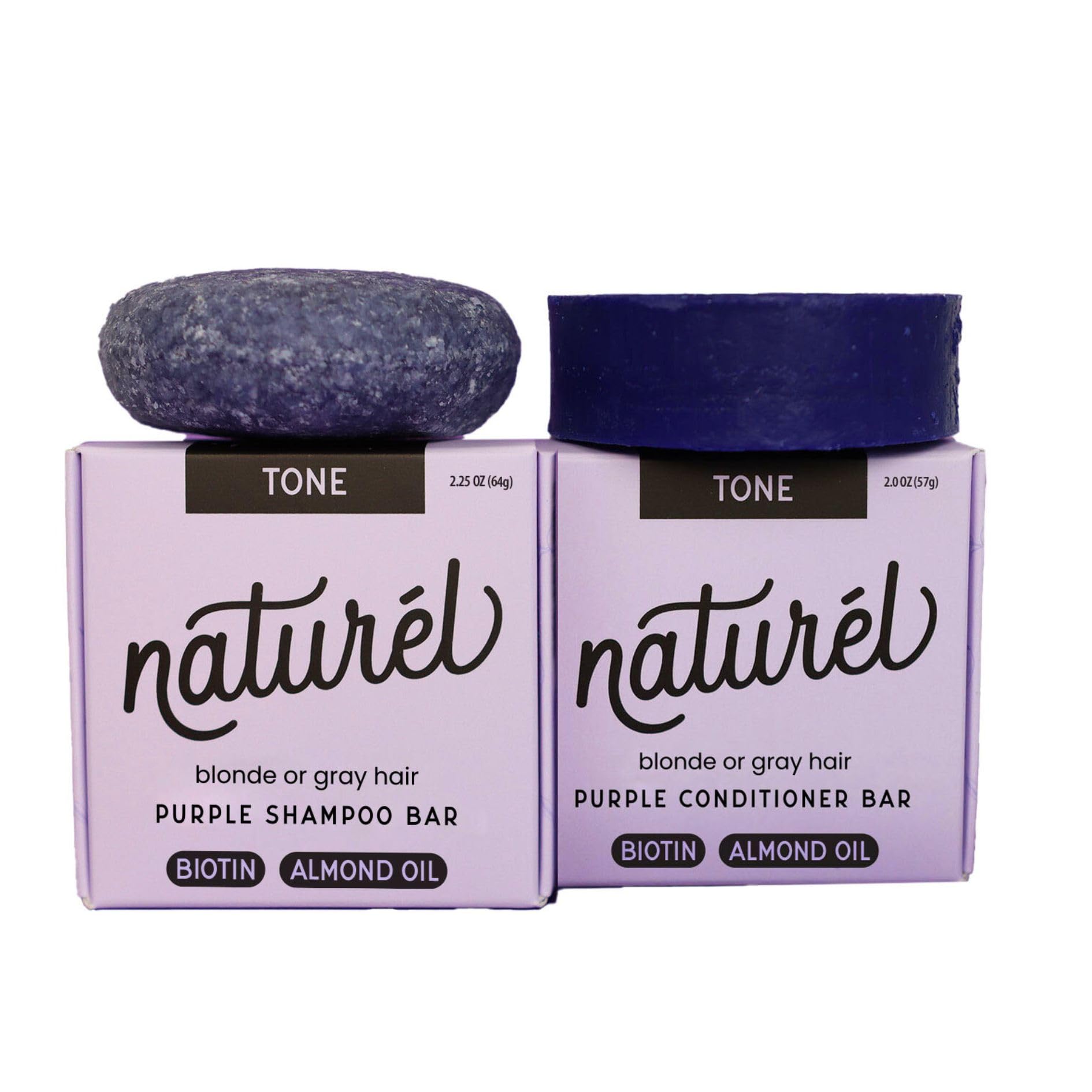 NATURÉL toning purple shampoo bar pour neutralizes brassiness for blonde and grey hair