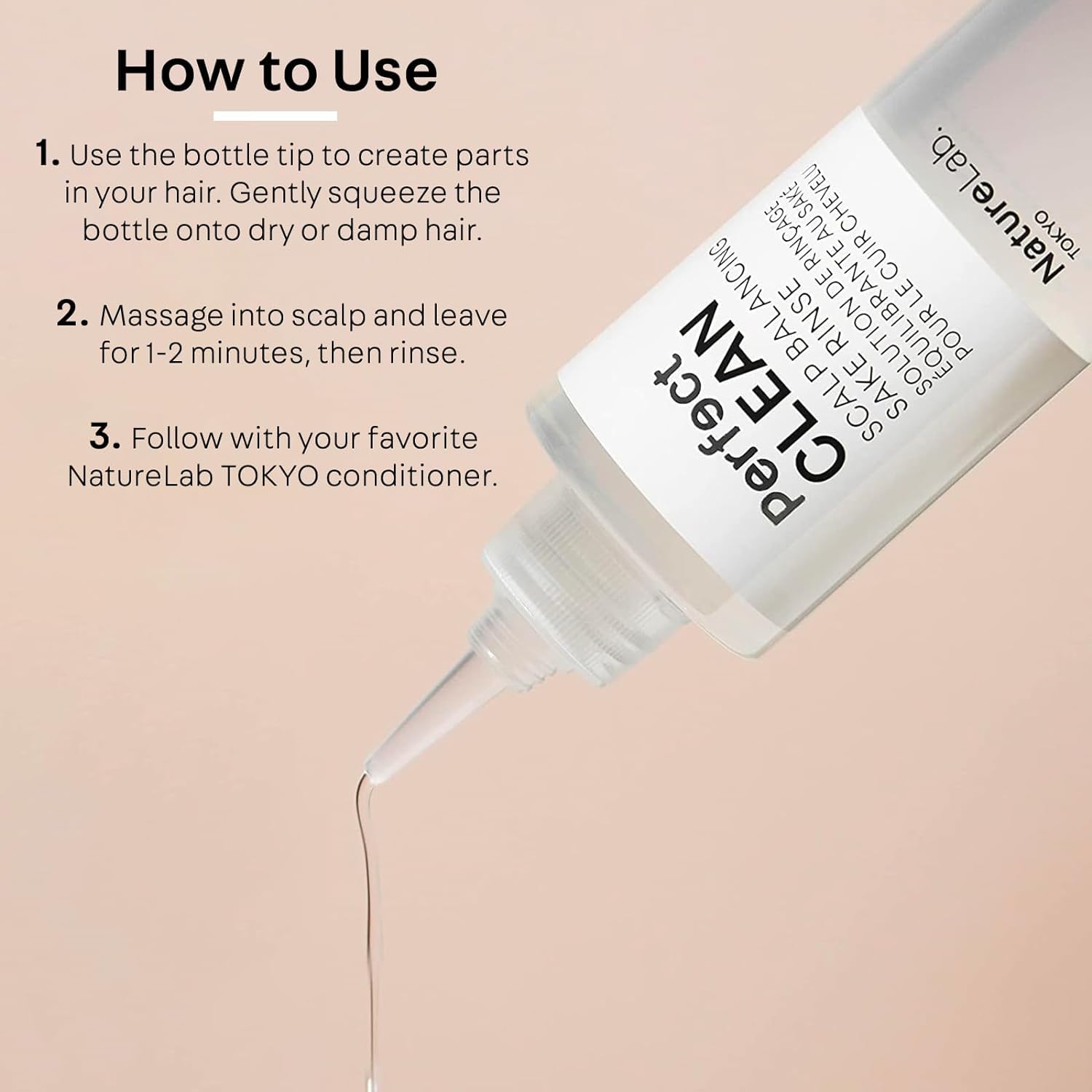 NatureLab.TOKYO Perfect Clean Bottle with label detail showcases premium packaging