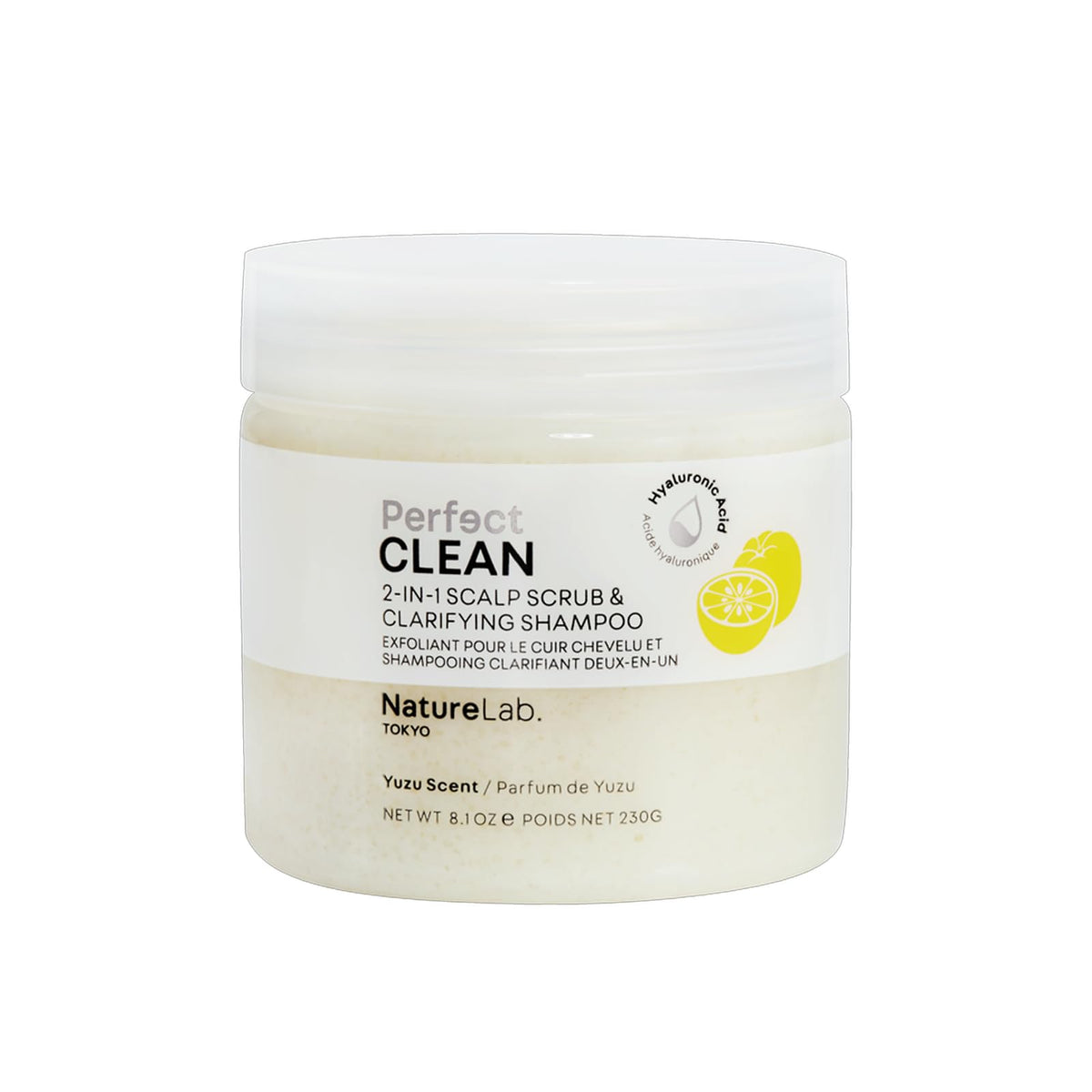 NatureLab.TOKYO Perfect Clean Scalp Scrub bottle offers a refreshing 2-in-1 cleanse for the scalp.