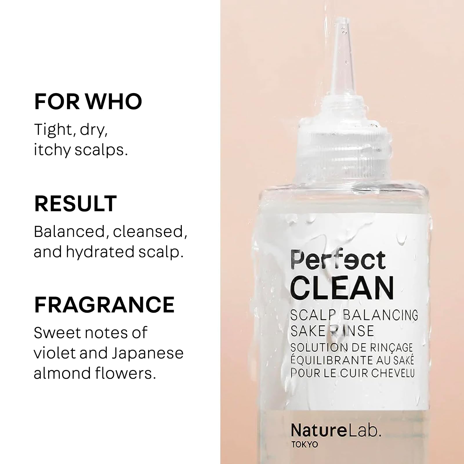 NatureLab.TOKYO Sake Water Rinse pour shows probiotic cleansing benefit