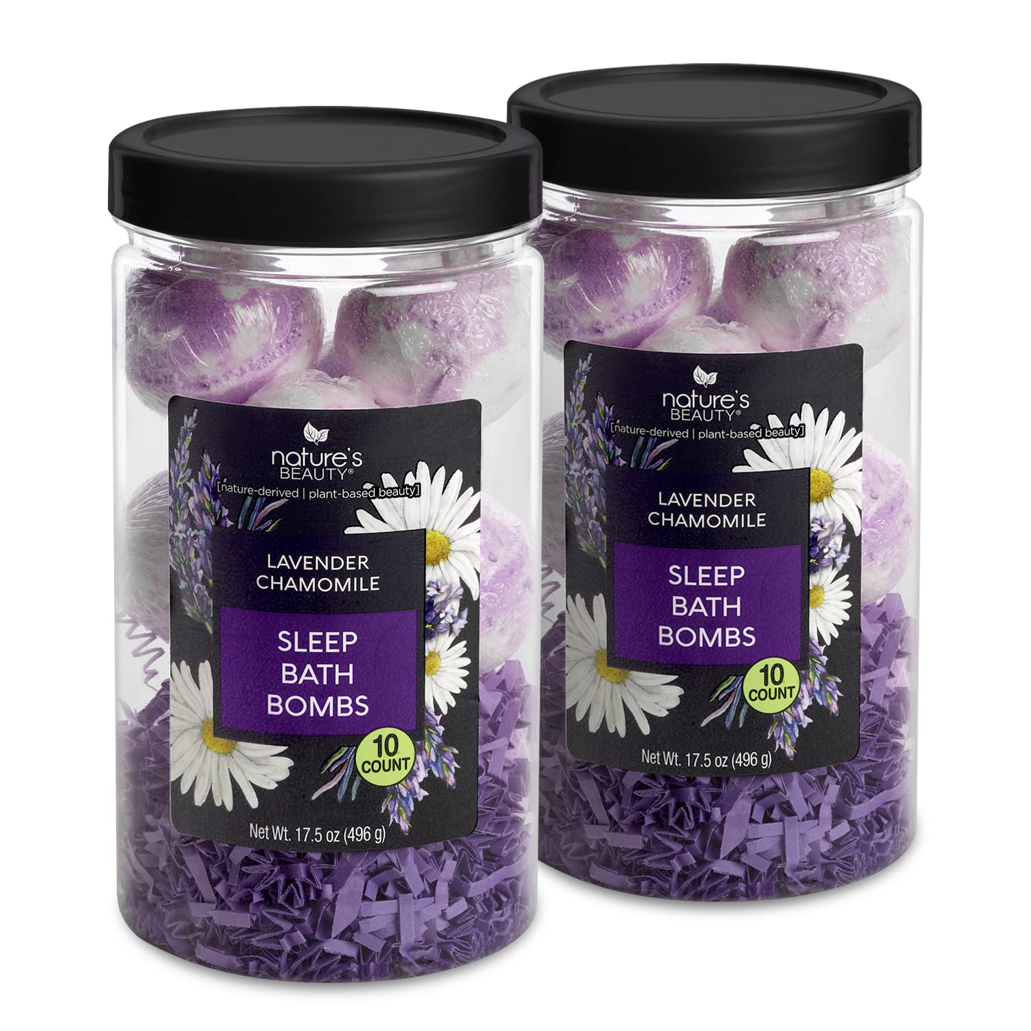 Nature's Beauty lavender chamomile sleep bath bomb set front view for a calming bedtime ritual