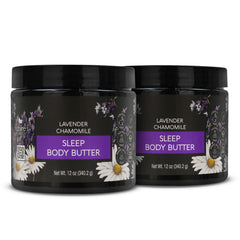 Nature's Beauty lavender chamomile sleep body butter pack front showcases dual jars for lasting moisture