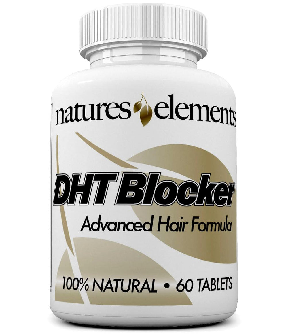 Natures Elements DHT Blocker bottle front promotes daily hair support