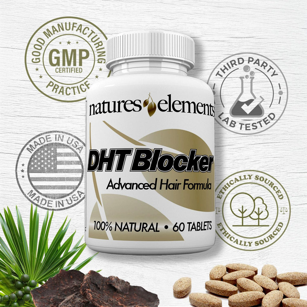 Natures Elements DHT Blocker packaging box scene signals USA-made quality