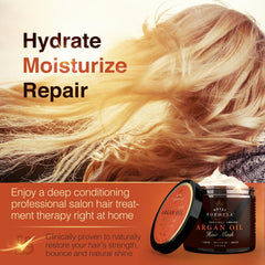 Nature's Potent Argan Oil Hair Mask ingredients bottle highlights nourishing oils for healthy hair.