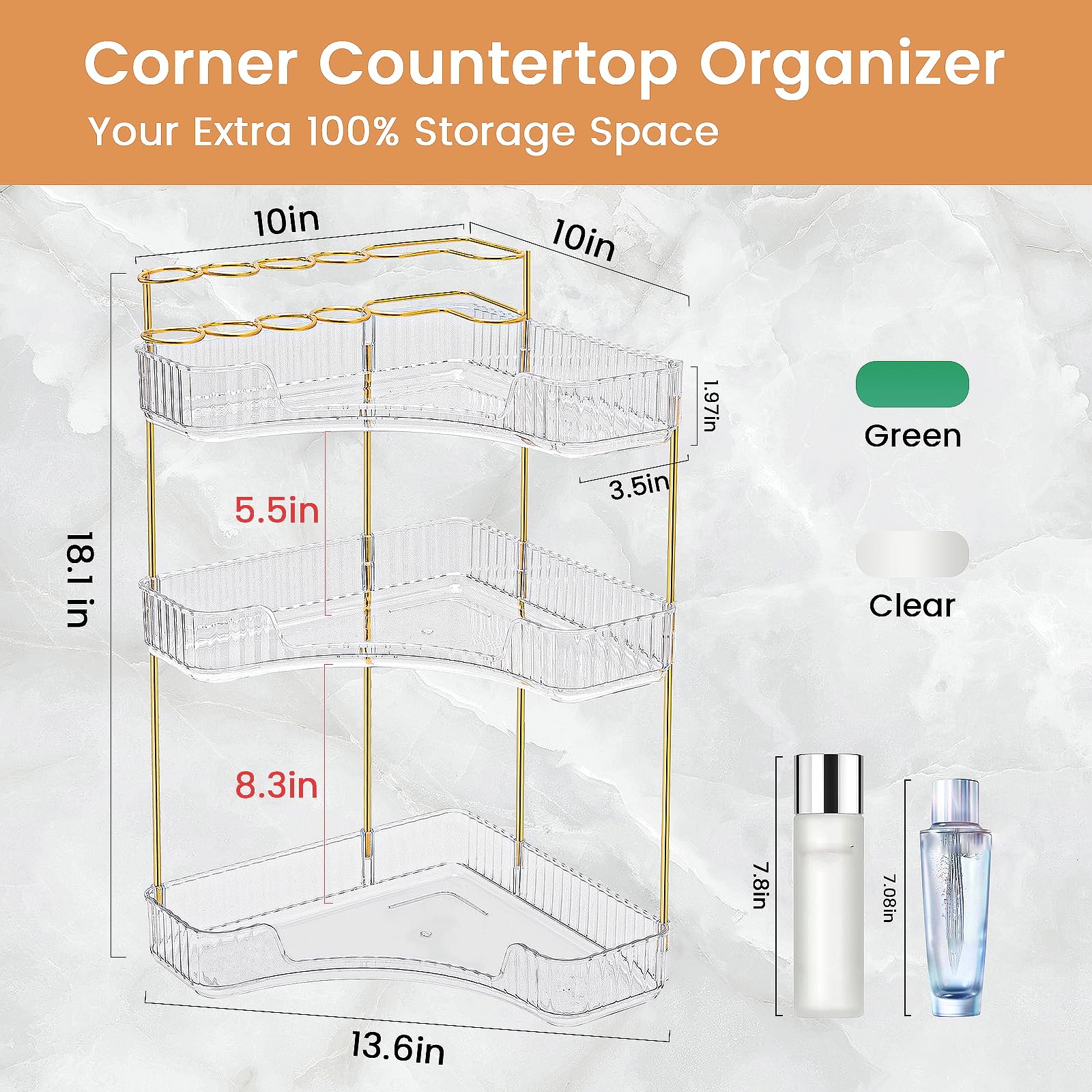 Nature's Source makeup brush holder integrated with cosmetics storage.