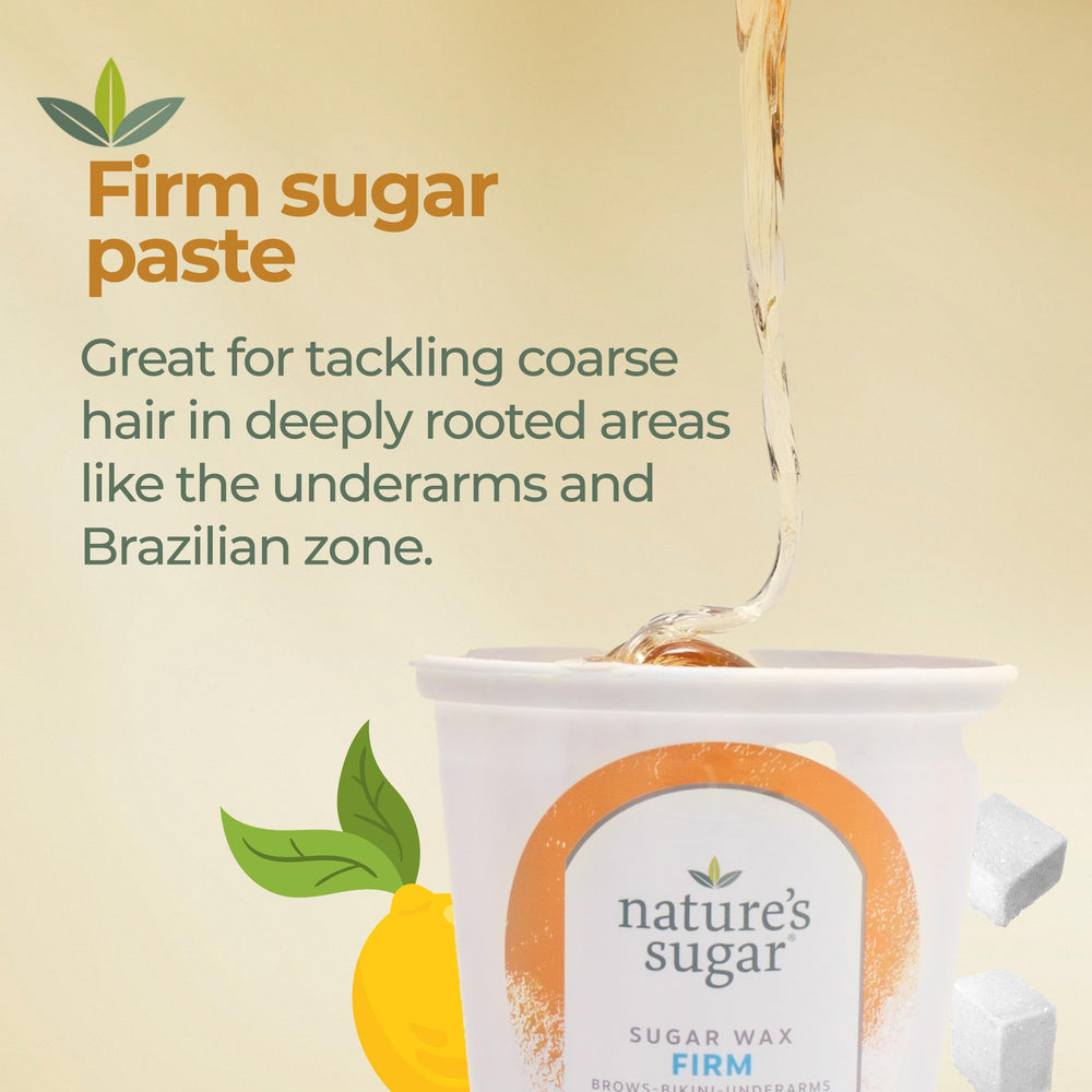Nature's Sugar firm wax bikini area in use for clean, confident results
