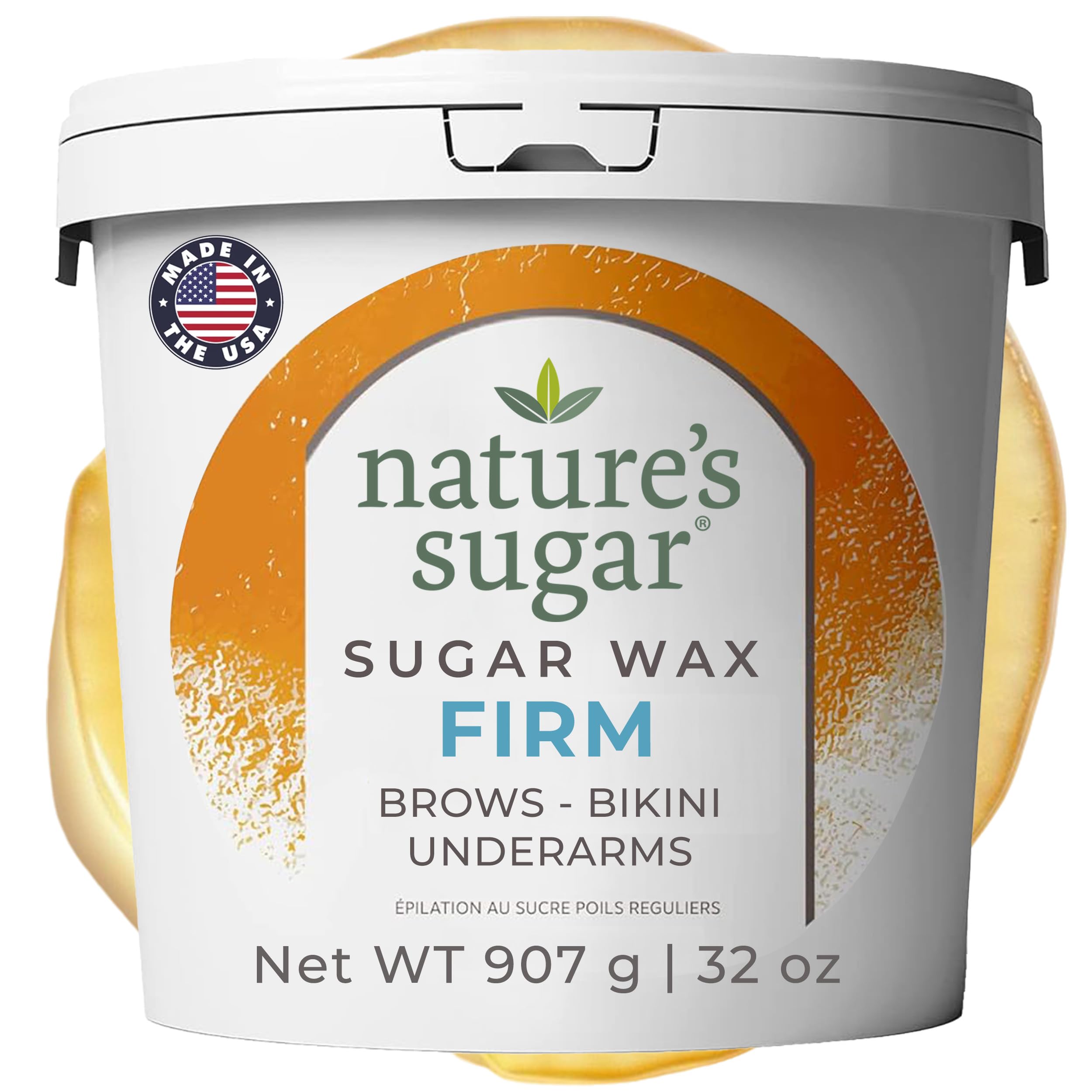 Nature's Sugar firm wax brows close-up for precise, long-lasting smoothness
