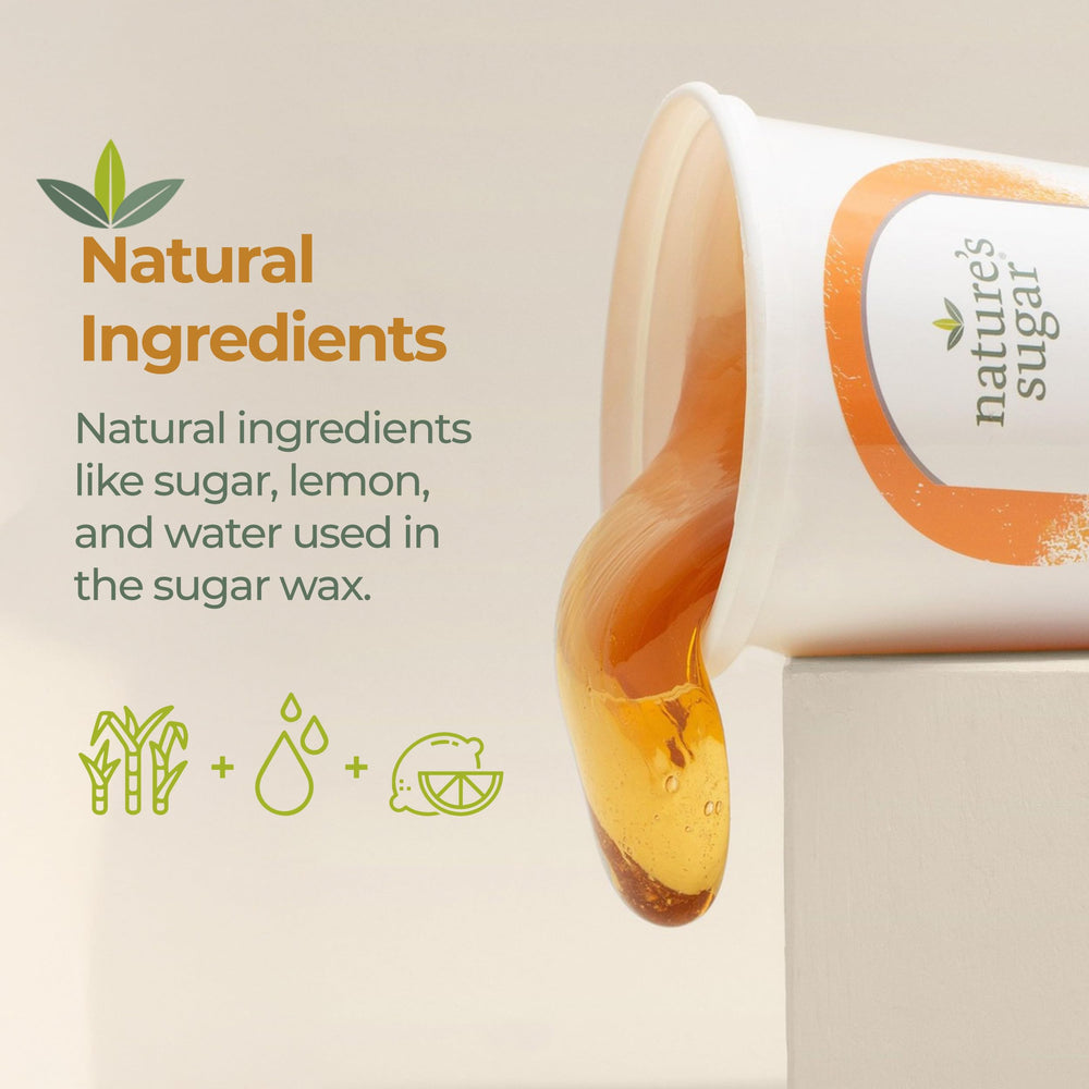 Nature's Sugar firm wax legs being treated for smooth, stripless waxing