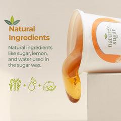 Nature's Sugar firm wax legs being treated for smooth, stripless waxing