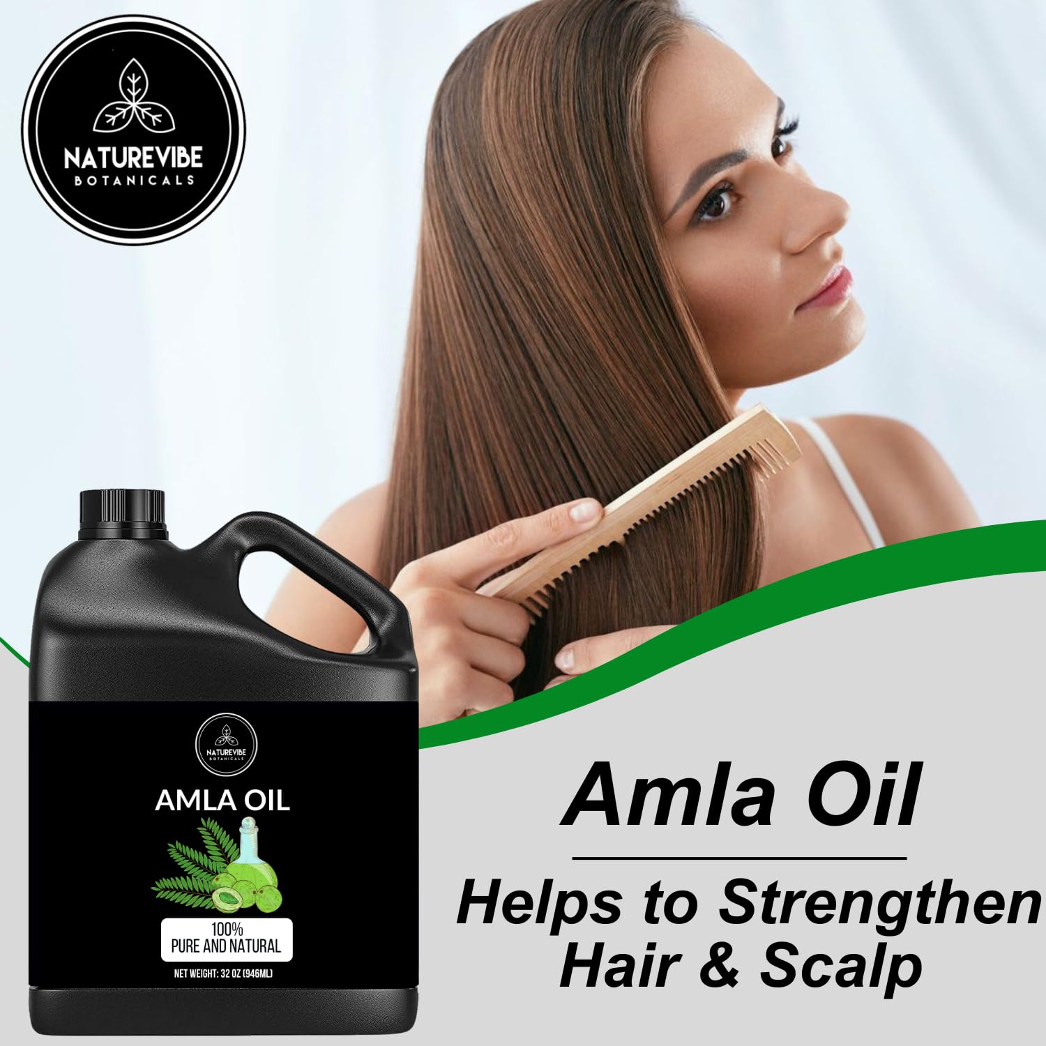 Naturevibe Botanicals Amla Oil bottle pour for easy daily use