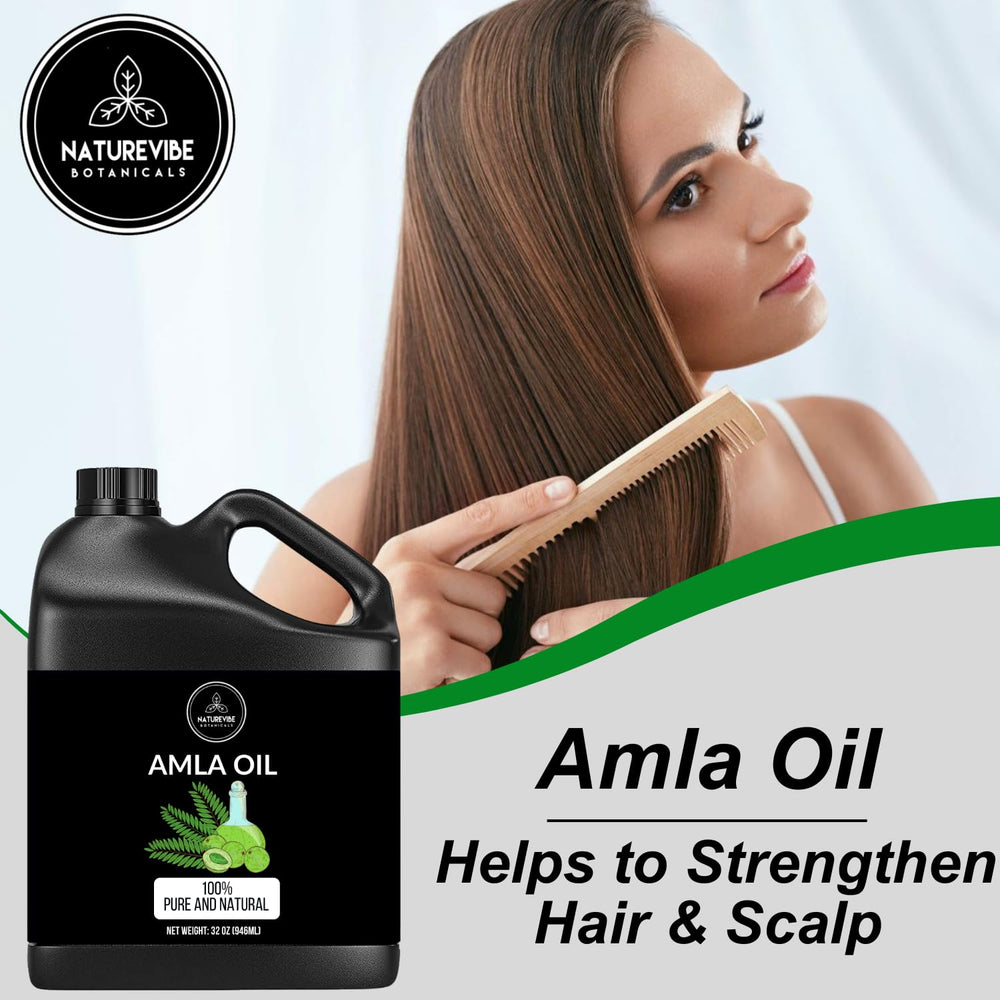 Naturevibe Botanicals Amla Oil bottle pour for easy daily use
