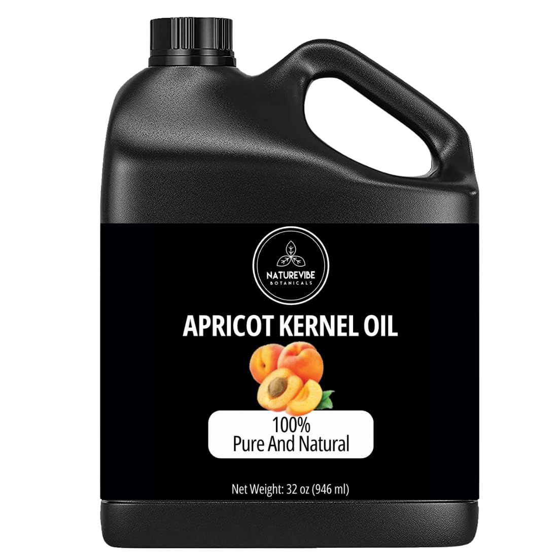 Naturevibe Botanicals Apricot Oil 32oz jar in airtight packaging preserves freshness